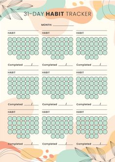 a printable chart showing the number and type of habit trackers