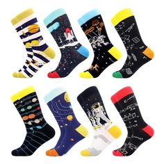 PRICES MAY VARY. 🌻【STAND OUT from the Crowd】 Why there are only black or white socks for men? Why single color and dull patterns all the time for Men’s socks? Here we go, Bisousox AMAZING Men’s Socks with Unique & Striking Design and Color, ⭐⭐⭐ making you stand out from the crowd!!! You will get tons of compliments after wearing our socks!⭐⭐⭐ And you won’t wear repeated socks in a week if you buy more pairs. 🌈【COZY & FIT】 One size fits all MEN in size: US 8-12 / EU 39-46. 80% Cotton,15% Nylon, Mens Novelty Socks, Halloween Socks, Funky Dresses, Stance Socks, Mens Dress Socks, Funky Socks, Fun Dress, Crazy Socks, Socks For Men