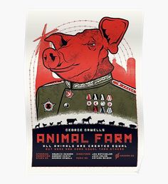 an animal farm poster with a pig in uniform