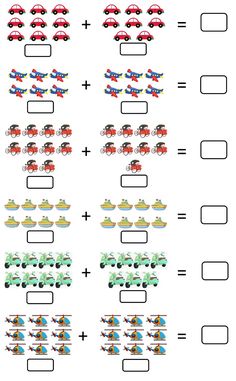 a worksheet for addition with cars and boats