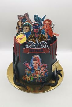 a birthday cake decorated with an image of the famous movie characters