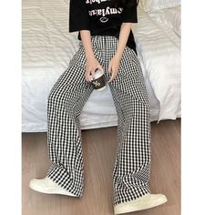 Summer High Waist Plaid Wide Leg Pants Fabric: Polyester Size: S, M, L, XL Multiple Color Selections: Pink, Blue, Black, Light Blue  Season: Spring, Fall, Summer Casual Baggy High-waisted Bottoms, Casual High Waist Baggy Bottoms, Casual High Waist Cargo Pants, Casual Wide Leg Cargo Pants, Casual Baggy High-waisted Wide Leg Pants, Casual Baggy Wide Leg Trousers, Casual High-waisted Pants, Casual Non-stretch Straight Cargo Pants, Casual High Waist Wide Leg Pants