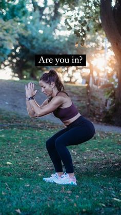 a woman doing squats with the words want results above her