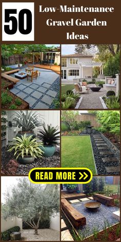 Low-Maintenance Gravel Garden Ideas Gravel Sitting Area Front Yard, Rock Garden Sitting Area, Small Backyard Gravel Ideas, Peat Gravel Backyard, Black Gravel Garden, Backyard Ideas Gravel, Beachy Backyard Landscaping, Gravel Garden Ideas Backyard Landscaping, Backyard Pea Gravel Ideas