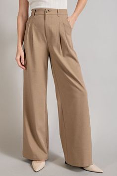 Crafted with a comfortable relaxed fit, these straight wide leg pants offer timeless sophistication. Equipped with a button front closure and pockets, these lightweight pants are a reliable choice for virtually any outfit, from an evening look to a casual weekend ensemble. Elevate your style with high heels, sandals or casual with sneakers for an ideal finish!Inseam: 30"Model is 5'8" and wearing a small. Fabric Contents: 95% POLYESTER, 5% SPANDEX Different Pants Styles For Women, Straight Trousers Women, Women Pants Design Trousers, Loose Formal Pants, Pant Trousers Women Outfit, Classic Pants Women, A Line Pants, Straight Pants Design, Style Pants Women