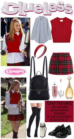 Clueless Iconic Outfits, Clueless Fashion Inspiration, Dion Clueless Outfits, Clueless Movie Outfits, 90s Fall Fashion Street Style, Clueless Accessories, Clueless Outfits Halloween