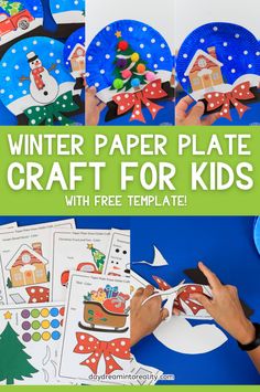 winter paper plate craft for kids with free printables