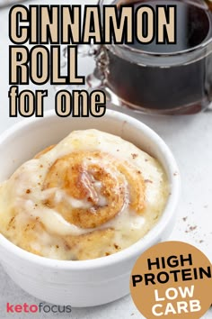 A gooey cinnamon roll in front of a cup of coffee. 90 Second Cinnamon Roll Keto, Keto Cinnamon Roll Bread, Sour Cream Keto Recipes, Cloud Bread Cinnamon Rolls, Keto Cheese Danish, Cinnamon Roll For One, Single Serve Cinnamon Roll, Keto Cinnamon Roll Mug Cake, Sugar Free Cream Cheese Frosting