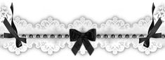 black and white lace with bow tie on the side, isolated against a white background