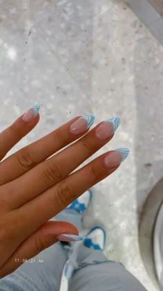 Blue Wedding Nails, Fake Nails Long, Nagel Tips, Classy Acrylic Nails, Blue Nail Designs, Cute Nail Ideas