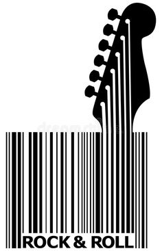 an image of a barcode with the word rock and roll written in black on it