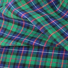 a green and blue plaid fabric