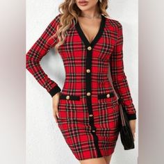 Plaid Dress Winter Weather, Plaid Dress, Lady In Red, Full Service, Colorful Dresses, Fast Delivery, Plaid, Womens Dresses, Red