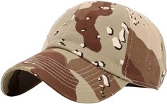 a camo baseball cap is shown with the visor pulled up to show the front and side panels