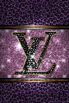 the letter l is made up of black and purple leopard print, with gold accents