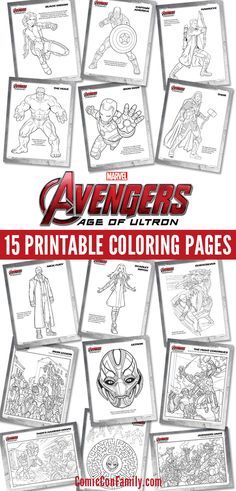 avengers coloring pages with the title, 15 printable coloring pages