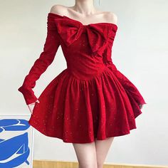 49816229707944|49816229740712|49816229773480 Christmas Special Dress For Women, Red Dresses Christmas, Cute Christmas Dresses, Christmas Dress Ideas, Holiday Dresses Christmas, Cute Christmas Dress, Holiday Dresses Classy, Long Sleeve Red Dress, Red Christmas Outfit