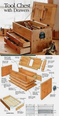 Home Headboard Plans, Chest With Drawers, Bookshelf Headboard, Woodworking Table Saw, Wood Crafting Tools, Woodworking Box, Woodworking For Kids, Into The Wood, Tool Chest