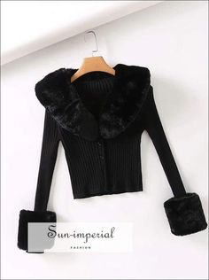 Women Green Detachable Plush Faux Fur Collar and Cuff Knit Cropped Cardigan Basic style Cute Gothic Outfits, Outfits For Shifting, Short Cardigan Sweater, The Heist, Retro Sweater, Rib Knit Cardigan, Short Cardigan, Beige Style, Green Beige