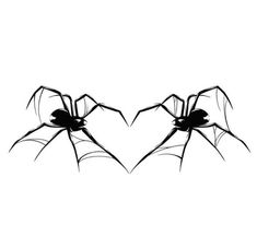 two black spider silhouettes facing each other with their hands in the shape of a heart