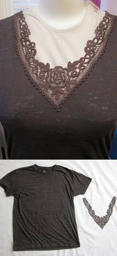 an image of a woman's t - shirt with lace on the front and back