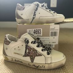 Brand New/Never Used. Received The Wrong Size And Cannot Return. Platform Sneakers Outfit, Goose Sneakers, Goose Shoes, Colorful Heels, Glitter Sneakers, Toddler Sneakers, Golden Goose Sneakers, Golden Goose Shoes, Golden Goose Deluxe Brand