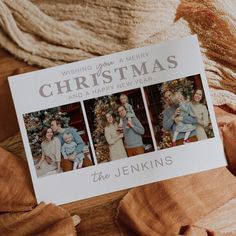 a christmas card with three photos of people and the words, wishing you a merry christmas and a happy new year