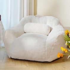 Large Bean Bag Chairs for Adults, Faux Fur Fabric Giant Bean Bag Chair with Pillow, Soft Bean Bag Sofa Chair with Ergonomic Support, Beige Plush Lazy Sofa, White Bean Bag Chairs For Adults, Soft Bean Bag, Large Bean Bag Chair, Giant Bean Bag, Faux Fur Bean Bag, Large Bean Bag Chairs, Giant Bean Bag Chair, Large Bean Bags, Adult Bean Bag Chair