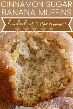 cinnamon sugar banana muffins with text overlay