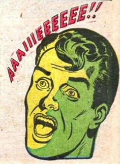 an old comic book with a man's face on it