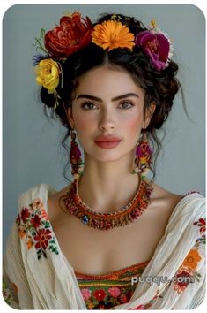 Hairstyle Latest, Mexican Hairstyles, Mexican Fashion, Flowers In Her Hair, Classic Hairstyles, New Hairstyle, Mexican Dresses, Hair Detangler, Glamorous Wedding