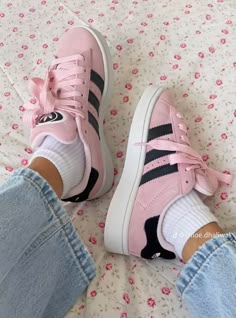 Clean Girl Perfume, Pink Clean Girl, Campus Sneakers, Basic Hairstyles, Pink Campus, Adidas Campus 00s, Trendy Shoes Sneakers, Preppy Shoes, Pretty Shoes Sneakers