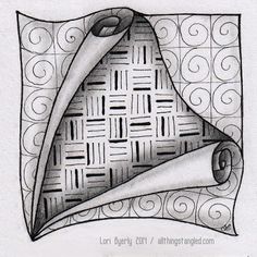 a drawing of a roll of paper on top of a piece of quilting material