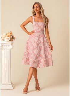 JJ's House No Flower Bow Jacquard Polyester Midi Square Spring Summer A-line NO Pink S Height:5.7ft(174cm) Bust:33.5in(85cm) Waist:26in(66cm) Hips:36in(91cm) Dress. #JJ's House #No #Flower #Bow #Jacquard #Polyester #Midi #Square #Spring #Summer #Aline #NO #Pink #S #Dress Affordable Knee-length Midi Dress For Garden Party, Hoco Dresses Modest Pink, Affordable Fun Spring Twirl Dress, Cheap Fun Twirl Dress For Spring, Flower Preppy Dress, Elegant Pink Dress Short, Knee Dresses Length, Hoco Dresses Knee Length, Graduation Guest Dress