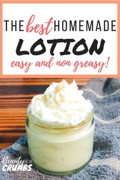 Need a homemade lotion recipe that is easy to make and non greasy? This is it. It's great for face and body, too. Click for the directions to make your own lotion with only 3 soothing ingredients!  #homemadelotion #allnaturallotion #facelotion #bodylotion Homemade Lotion Recipe, Homemade Body Butter, Diy Body Butter, Body Butters Recipe