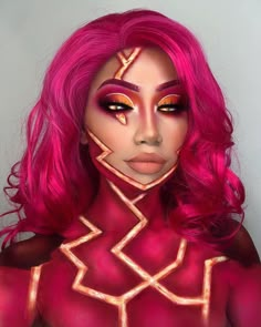 Red Halloween Makeup Looks, Costumes With Pink Hair, Halloween Costumes Pink Hair, Halloween Costumes With Pink Hair, Halloween Costume Pink Hair, Pink Hair Costume Ideas, Pink Hair Characters Halloween, Pink Hair Halloween Costume Ideas, Pink Hair Halloween Costume