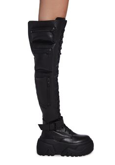 base|black Boots With Pockets, Thigh High Combat Boots, 90s Platform Shoes, Current Mood Clothing, Studded Skirt, Lace Up Leggings, Leather Combat Boots, Micro Mini Skirt, Black Doll