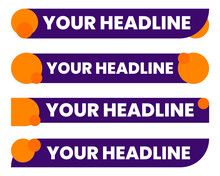 four purple and orange stickers with the words your headline