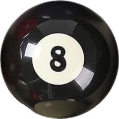 a black and white pool ball with the number eight in it's center hole