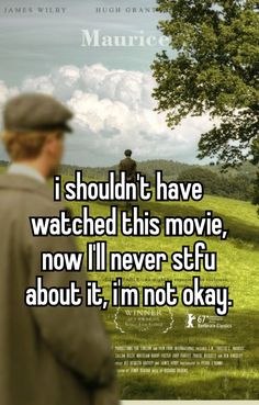 a man standing in front of a tree with the words i shouldn't have watched this movie, now i'll never stay about it, not okay