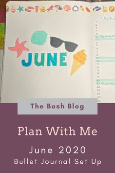 an open planner with the words plan with me written on it, next to a photo of sunglasses and ice cream