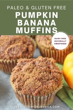 Paleo Pumpkin Banana Muffins Pumpkin Banana Muffins, Paleo Breads, Paleo Snack, Best Paleo Recipes, Paleo Foods, Paleo Recipes Breakfast, Paleo Recipes Dessert, Paleo Baking, Pumpkin Banana