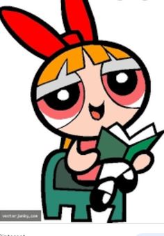 the powerpuff girl is reading a book