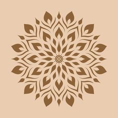 a brown and white circular design on a beige background, with leaves in the center