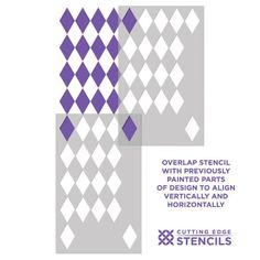 the cover of an article about stencils with purple and white squares on it