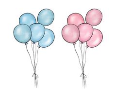 three balloons are in the same color as one balloon is pink, blue and green