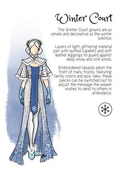 the winter court costume is shown in blue and white