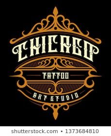 the emblem for an art studio, called elchefio tattoo studios on a black background