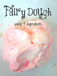 a close up of a doughnut on a plate with the words fairy dough using 3 ingredients