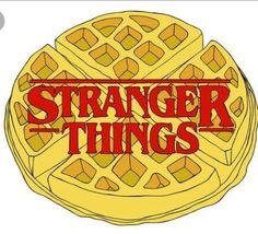 a drawing of a waffle with the words strange things on it